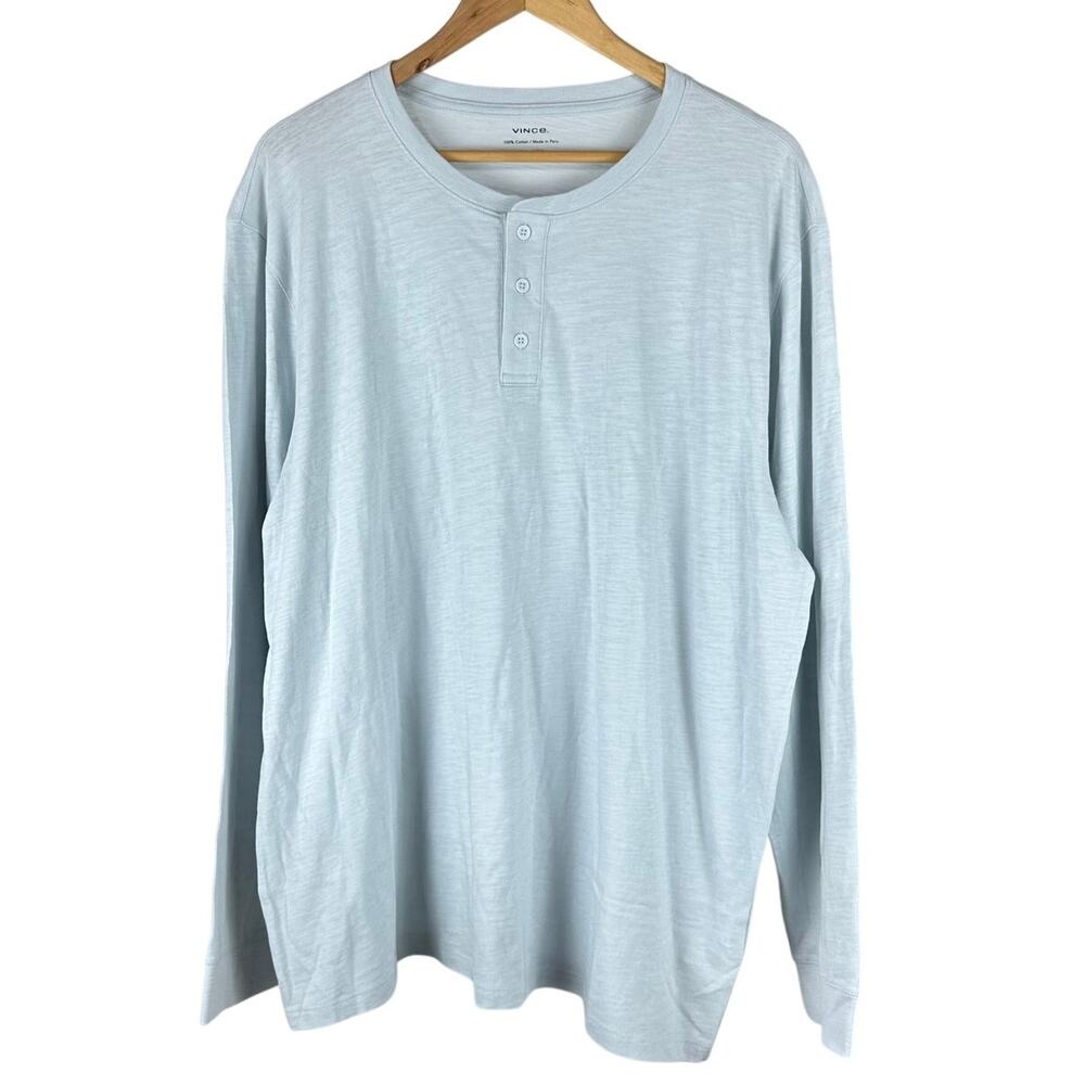 Vince Long Sleeve Henley T-Shirt Light Blue Men's Size XX-Large New With Tags